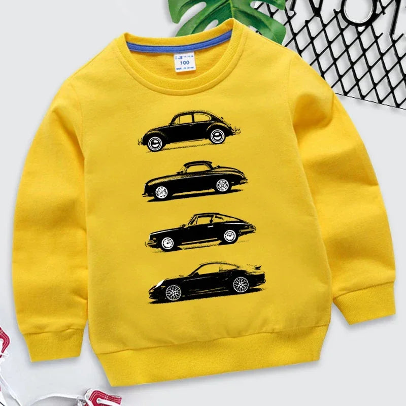 Hoodies 2023 Fashion Boys O-neck Sweatshirt Rally Group B Cars Print Tracksuit Fashion Car Fans Kids Clothes Girls Streetwear