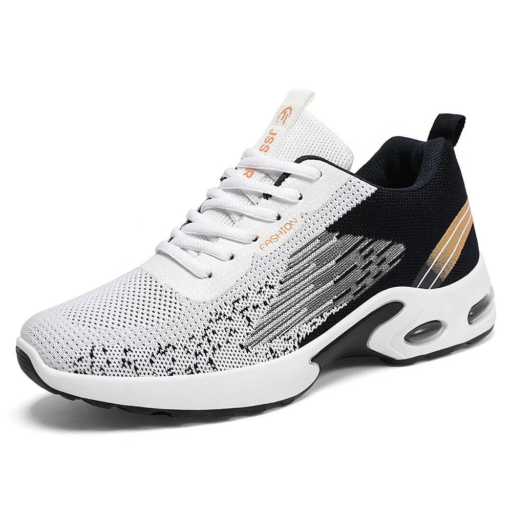 Men's Casual Running Shoes 2025 Spring Fashion Soft Sole Sports Sneakers Woven Upper Flying Stitch Design Comfortable Foot