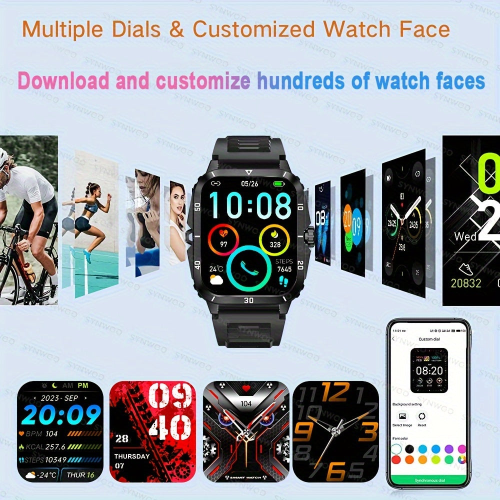 1pc Smart Watch, 1.96" HD Screen Voice Calling 430mHA Large Battery Watch, 100+Sport Mode Smart Bracelet, 3ATM Swimming Waterproof Smart Watch For Android And IPhone, Best Gifts