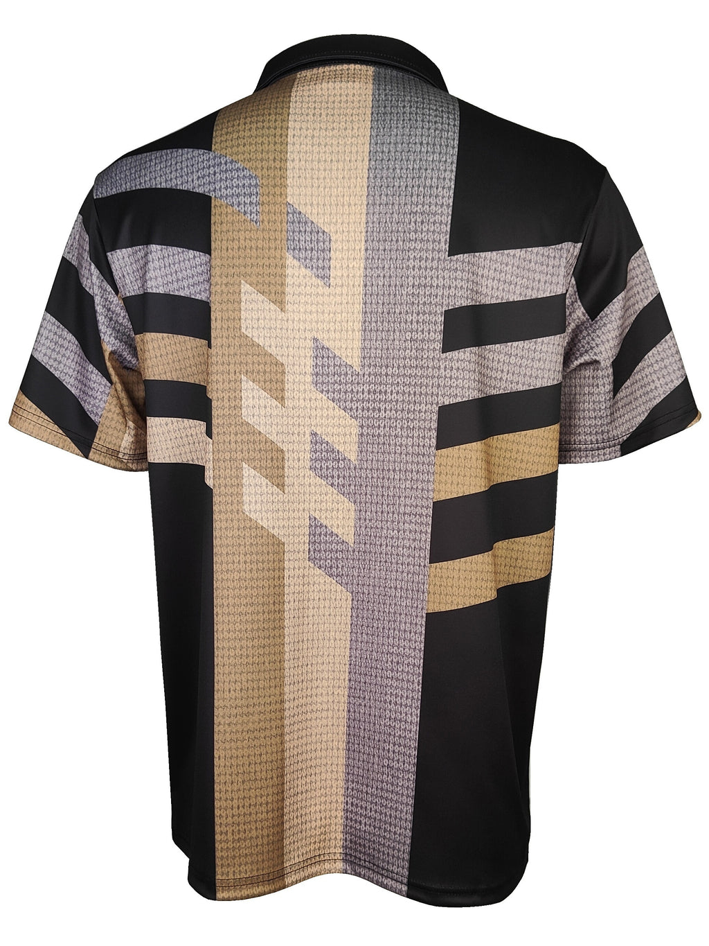 1/4 Button Short Sleeve Lapel Shirt - Stretchy, Breathable, Striped Polyester Fabric for Mens Fitness Training and Casual Wear - Spring/Fall Season, Regular Fit, Knit Fabric