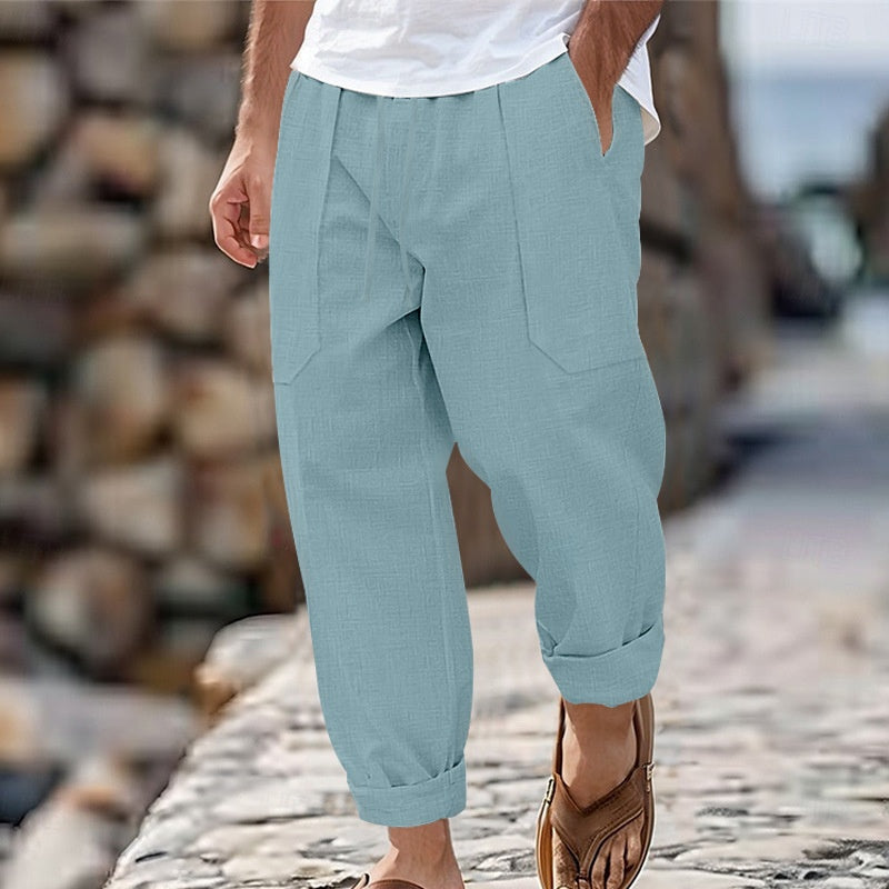 Breathable Sweat Absorbing Solid Color Trousers Basic Style Casual Wide Leg Pants 