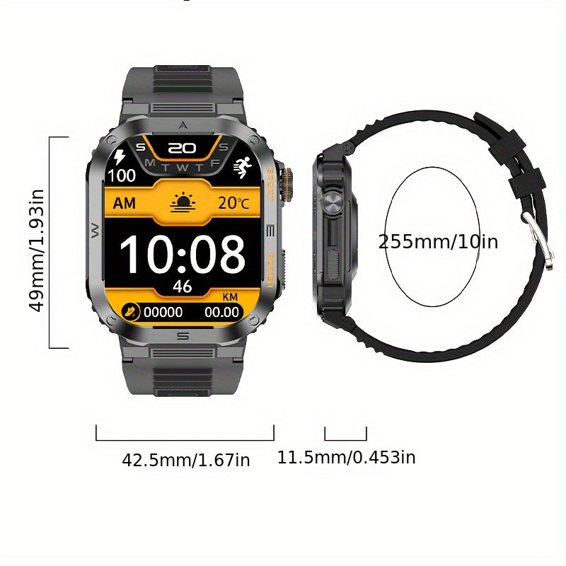 2024 New Men's Motion Track Wireless Call AI Voice Assistant IP68 Waterproof Sports Smart Watch For Android IPhone