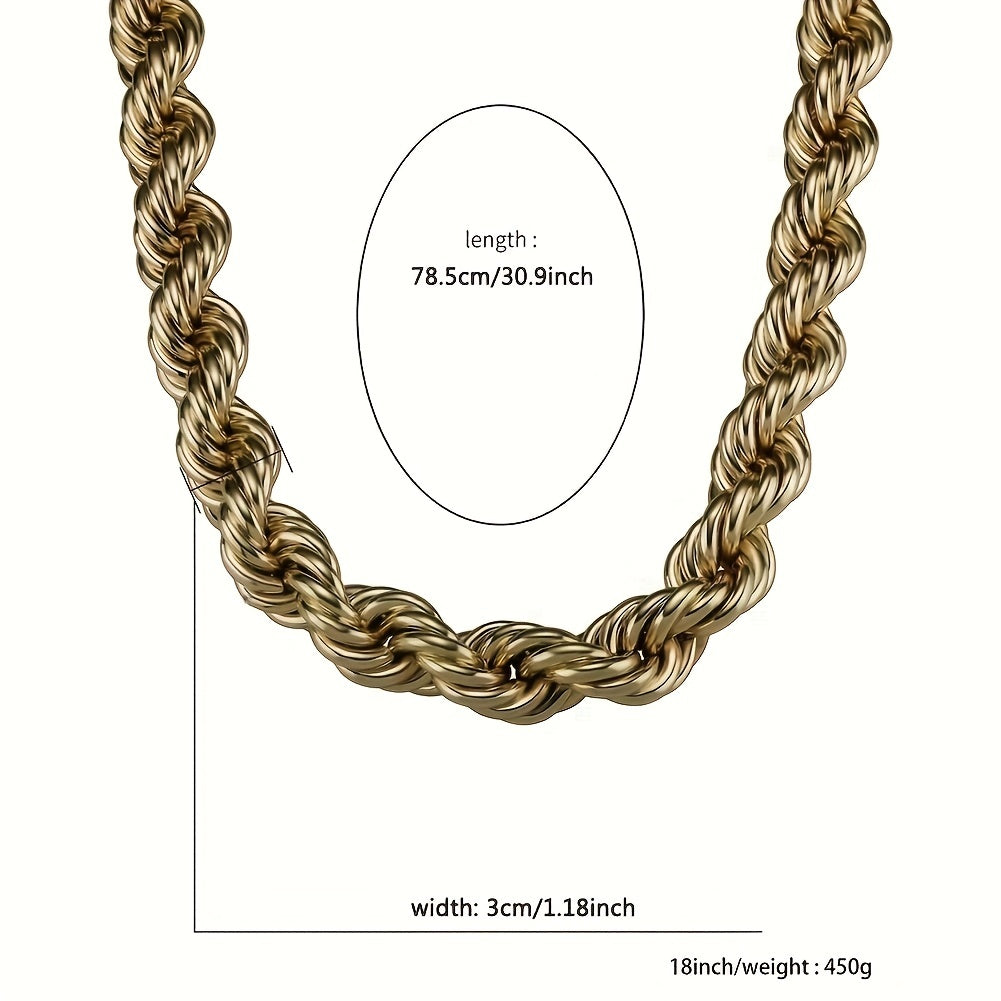 1pc Luxurious Stainless Steel Golden Chain Necklace - Durable, Hypoallergenic, Fashionable Jewelry for Men and Women - Perfect Party Gift, Ideal for Everyday Wear