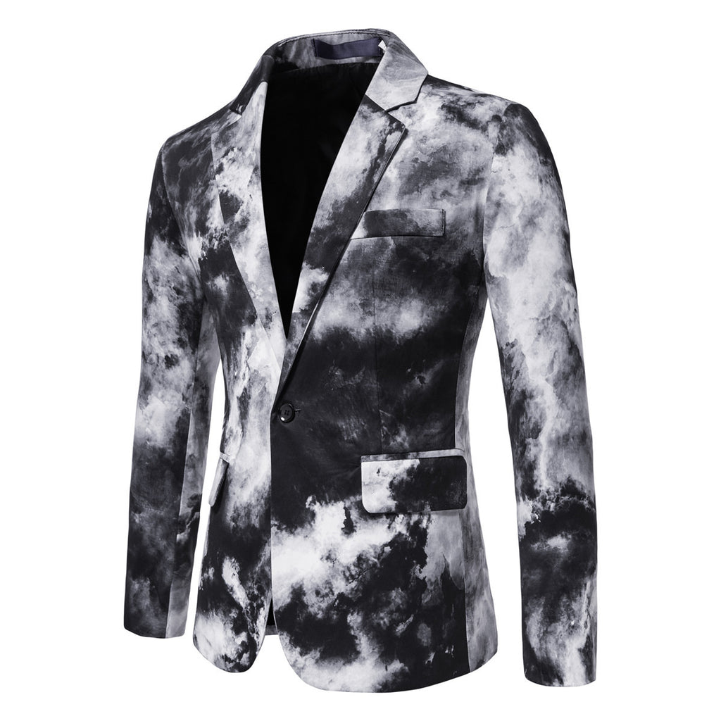 Men's Printed Single Breasted Casual Suit Jacket 