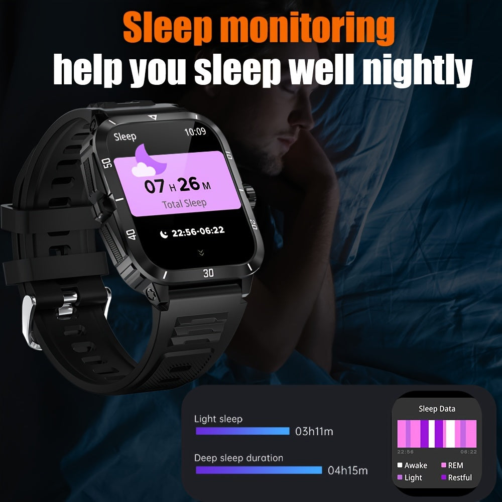 1pc 2.01" Large Screen Smart Watch, 3ATM Indoor And Outdoor Swimming Sports Fitness Wrist Watch, With Voice Assistant, 430mAh Battery Man Women Smart Watch