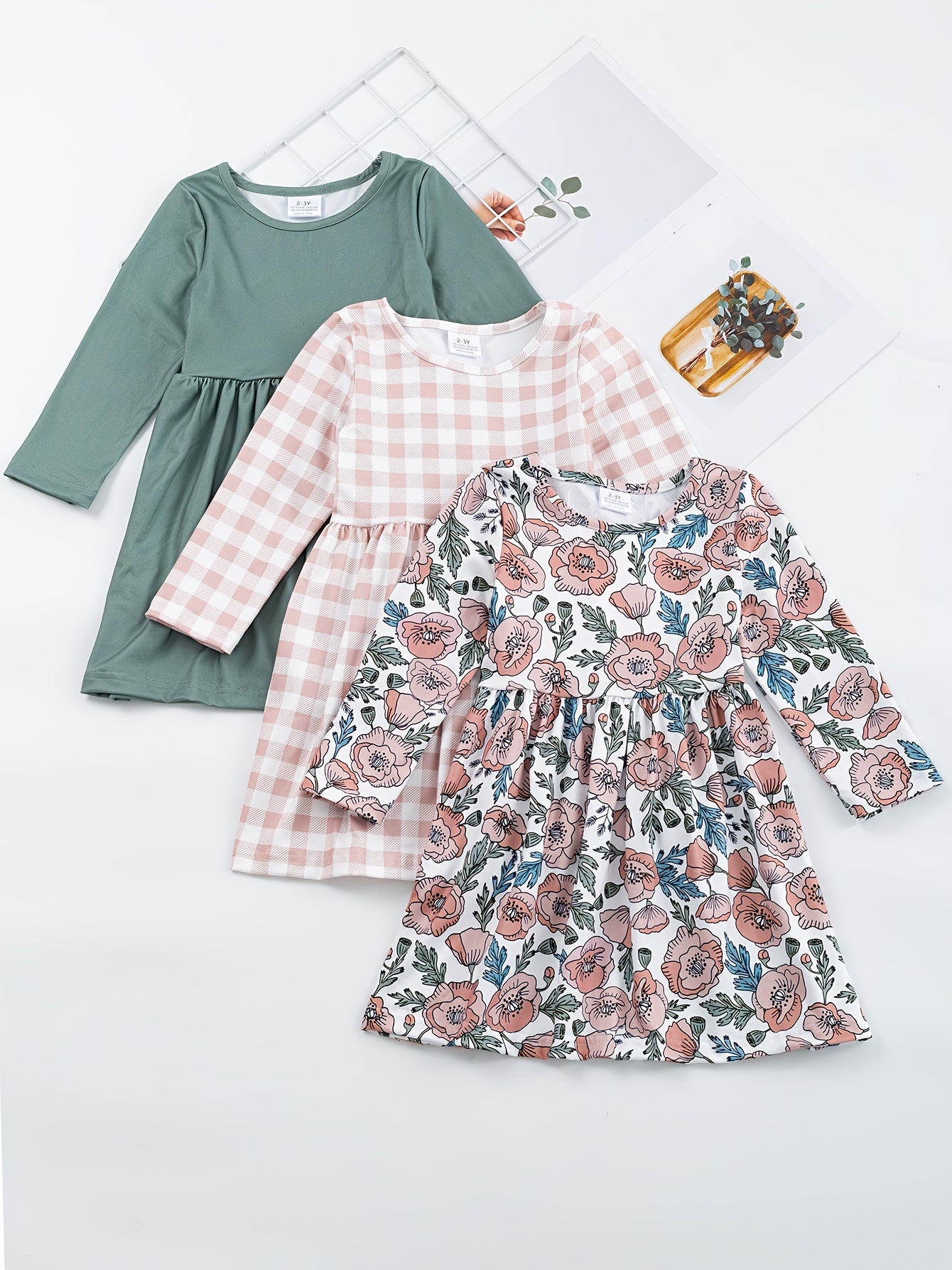 3pcs/set 3-Piece Sunflower and Polka Dot Stripe Princess Dress Set for Girls, Toddler Summer Clothes for Beach Vacation Party
