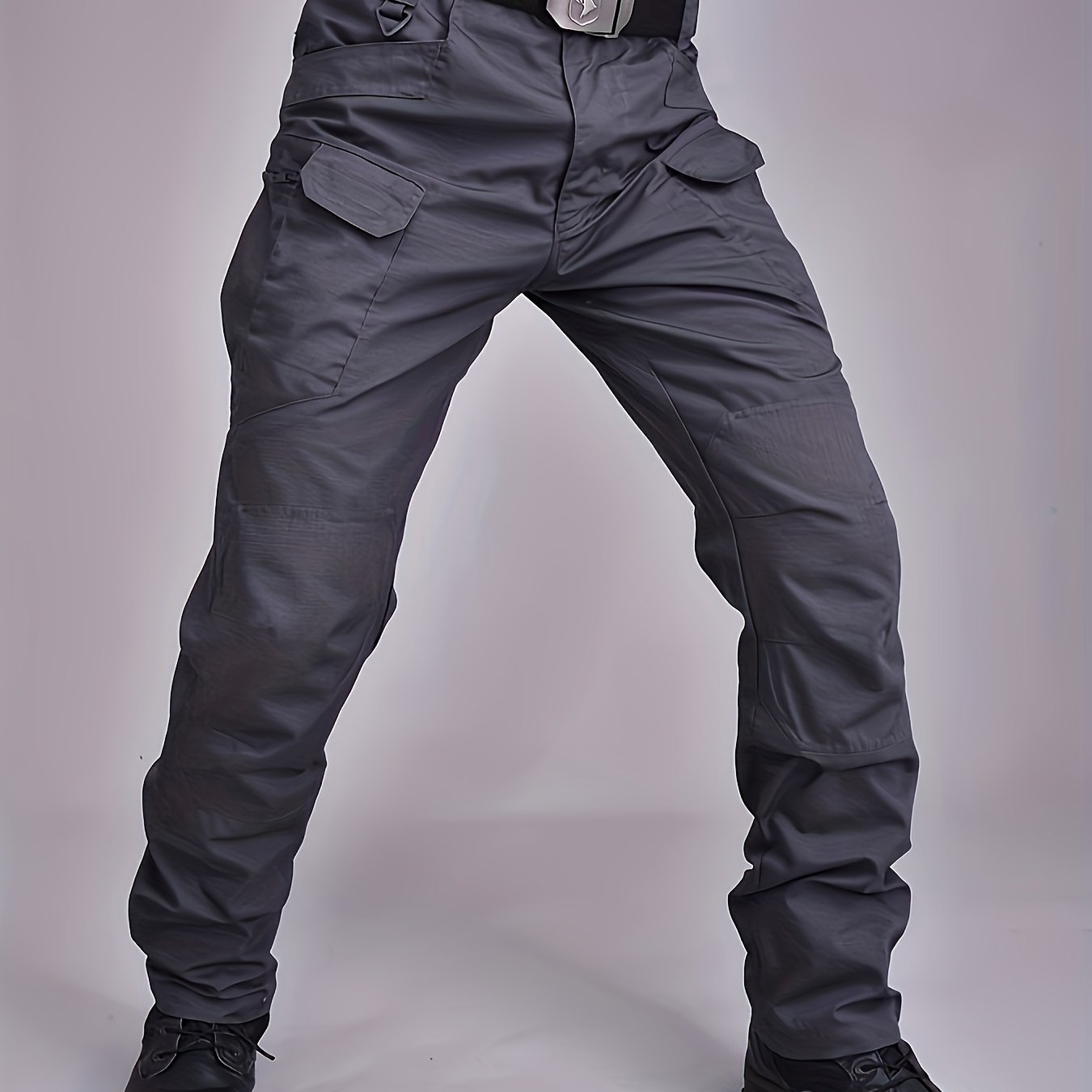 Mens Regular Fit Casual Cargo Pants - Quick-Dry, Breathable, and Comfortable for Hiking and Camping - Polyester, Machine Washable, Solid Color, and Multi-Pocket Design for All-Season Outdoor Activities