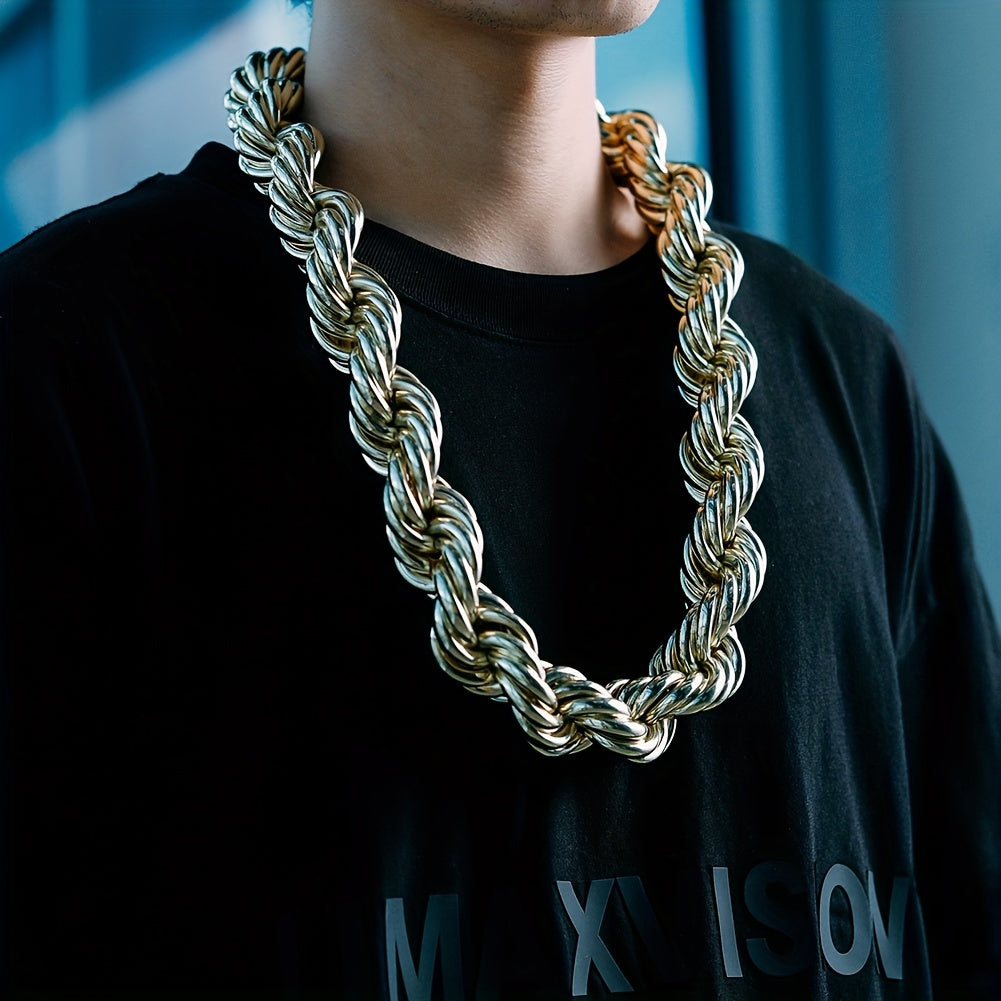 1pc Luxurious Stainless Steel Golden Chain Necklace - Durable, Hypoallergenic, Fashionable Jewelry for Men and Women - Perfect Party Gift, Ideal for Everyday Wear