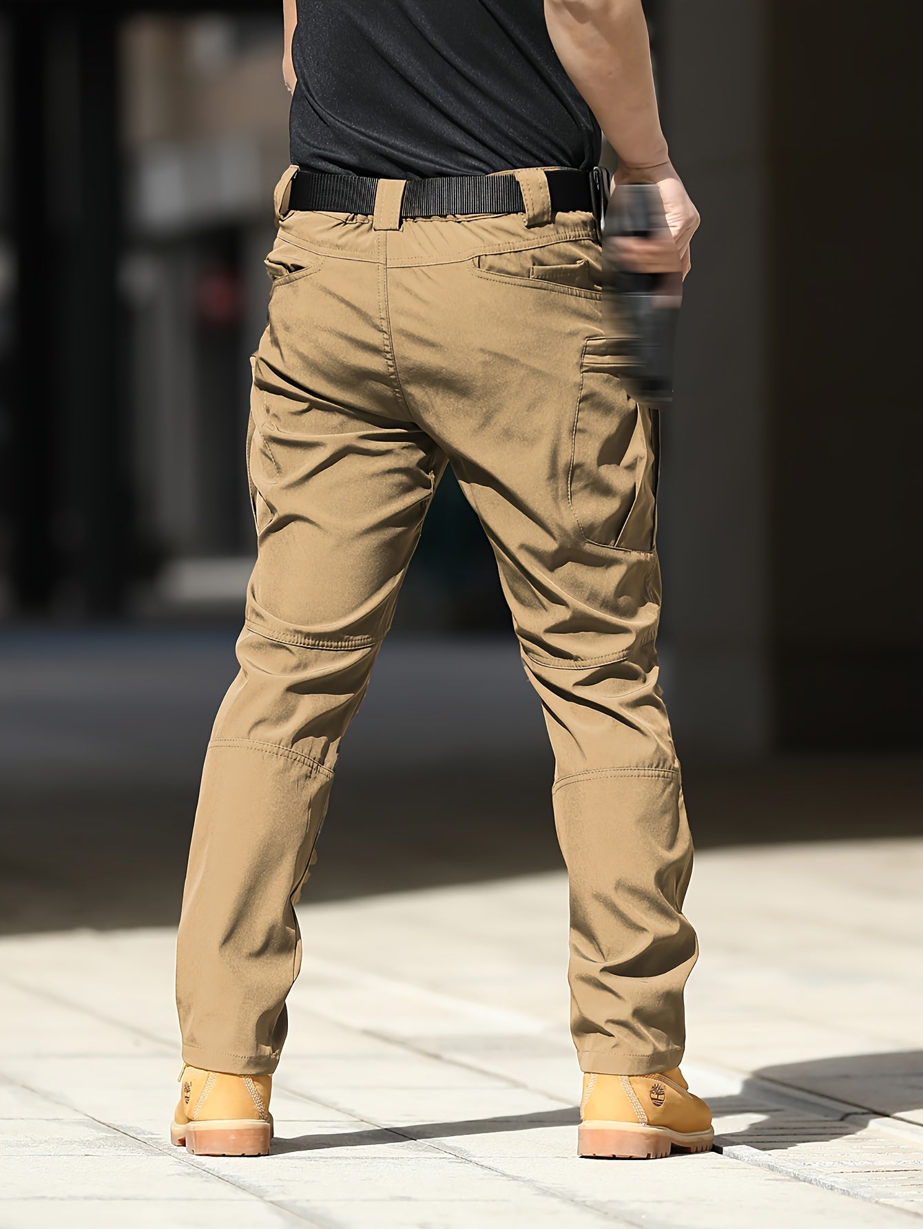 Multi Pocket Men's Tactical Pants, Loose Casual Outdoor Pants, Mens Cargo Wear-resistant Pants For Hiking