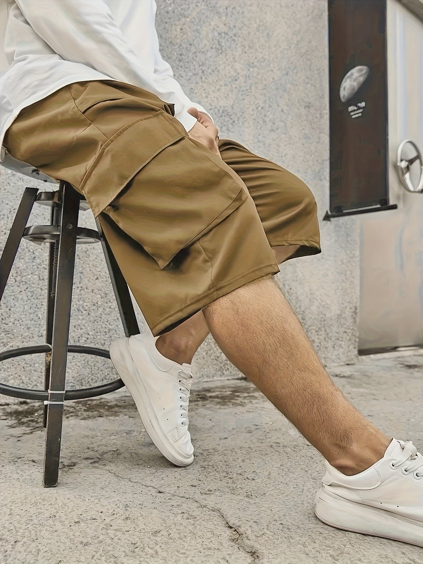 Plus Size Mens Large Casual Cargo Pants - Drawstring Waist, Loose Fit, Comfy Breathable Polyester Fabric, Multiple Pockets, Machine Washable, Solid Color, Perfect for Basketball and Everyday Wear