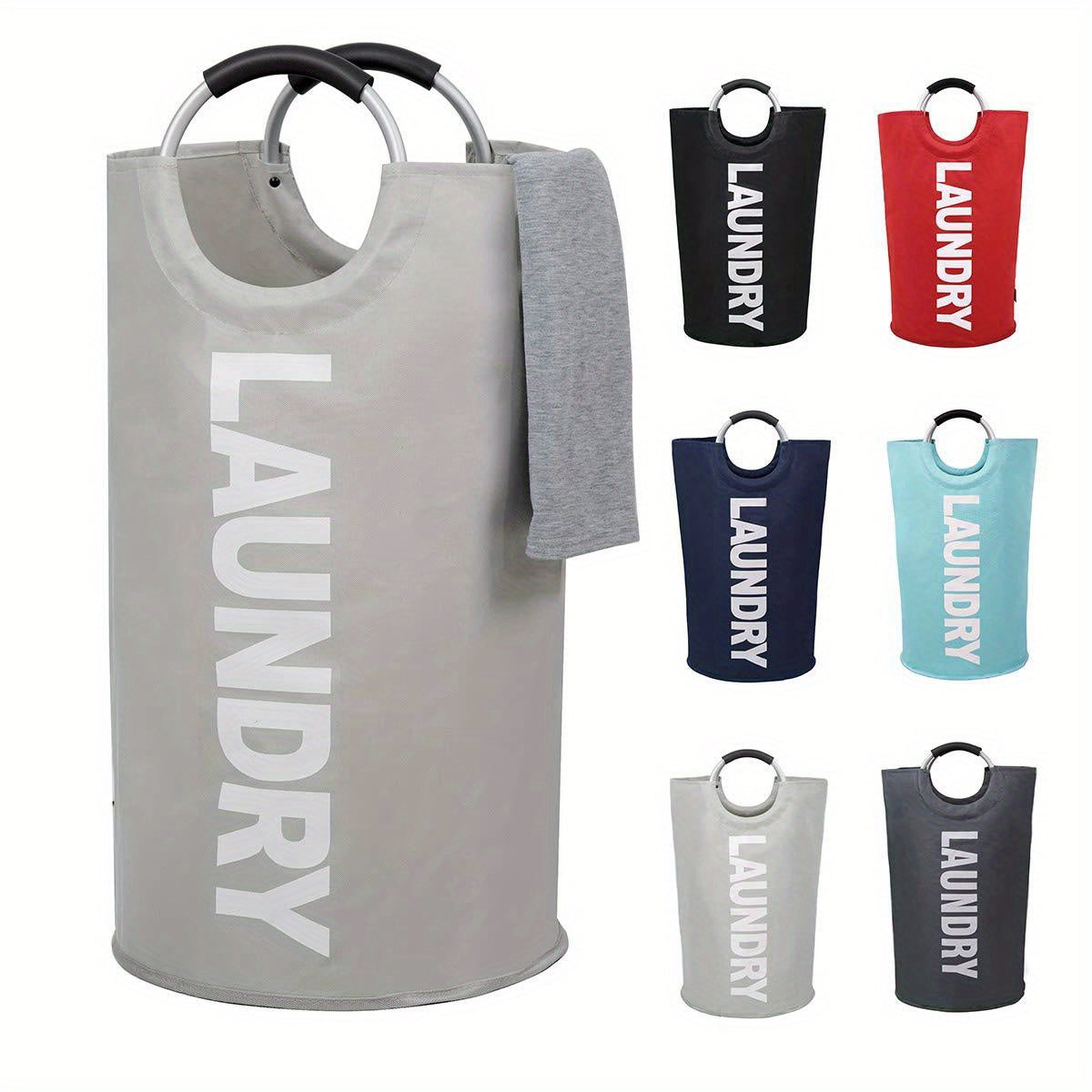 1pc Premium Waterproof Laundry Basket with Comfortable Padded Handles - Collapsible & Stable Clothes Hamper for Effortless Storage and Perfect Standing - Ideal for Space-Saving Solutions