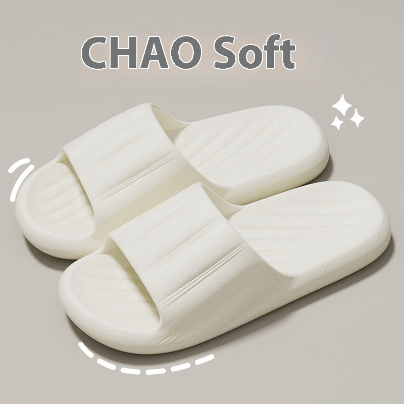 Fashion Solid Color Striped Home Slippers Summer Thick Bottom Non-slip Bathroom Slipper Women Men Couples Shoes 
