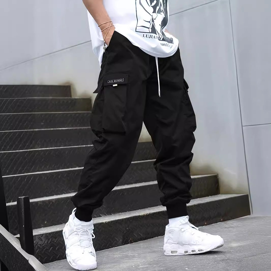 Multi-pocket Cargo Pants Men's Casual Hip-Hop Drawstring Trousers Outdoor Streetwear Sports Pant 