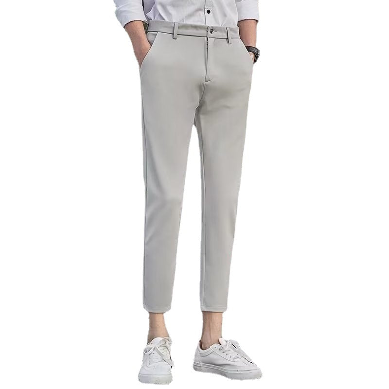 Men's Fashionable Slim-Fit Casual Drapey Cropped Trousers 