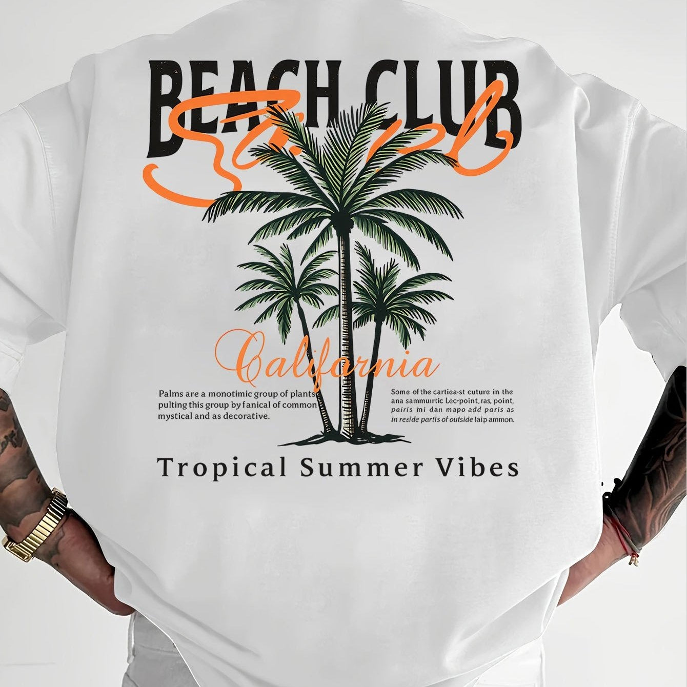 American-style Vintage Coconut Tree Pattern T-shirt