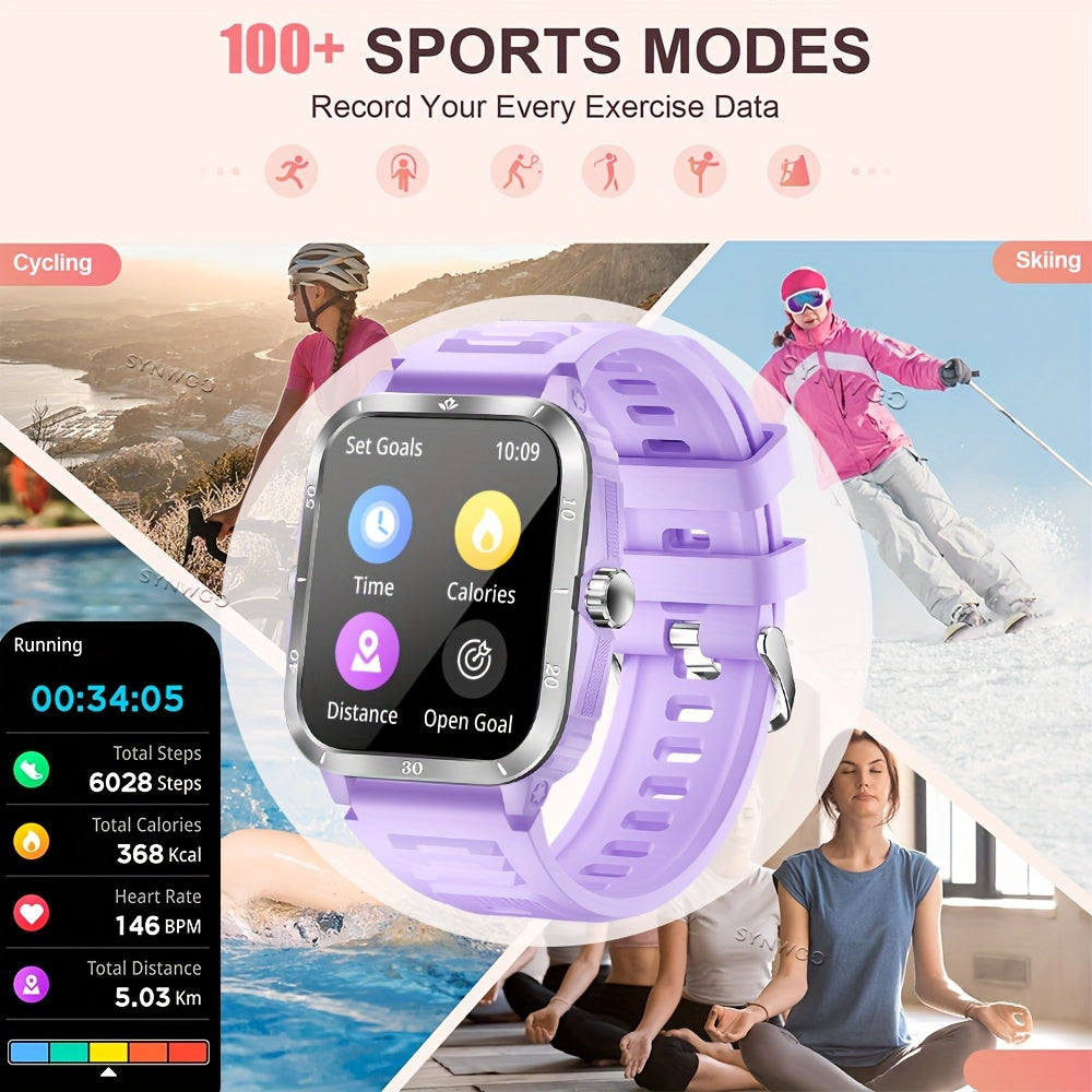 1pc 2.01" Large Screen Smart Watch, 3ATM Indoor And Outdoor Swimming Sports Fitness Wrist Watch, With Voice Assistant, 430mAh Battery Man Women Smart Watch