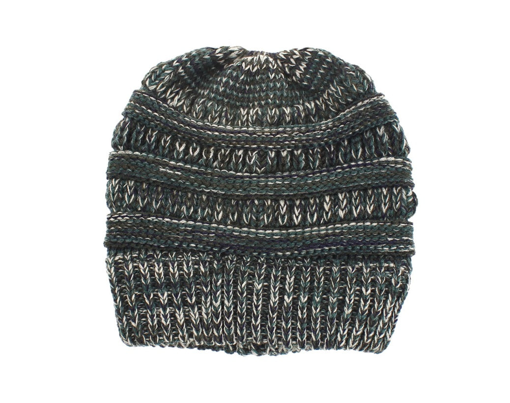 Mixed Color Knitted Wool Hat Ladies Non-labeled Ponytail Hat 
