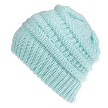 Mixed Color Knitted Wool Hat Ladies Non-labeled Ponytail Hat 