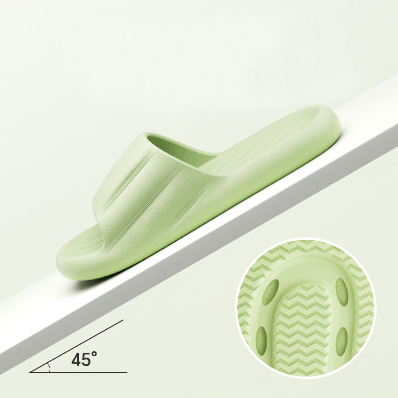 Fashion Solid Color Striped Home Slippers Summer Thick Bottom Non-slip Bathroom Slipper Women Men Couples Shoes 