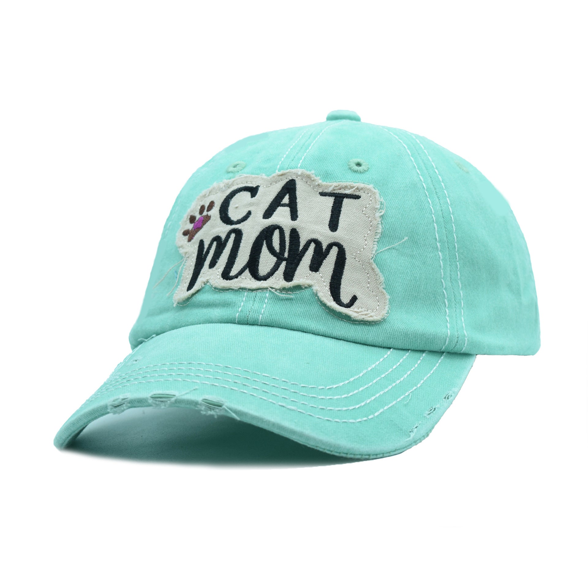 Retro Distressed Washed Patch Visor Baseball Cap 
