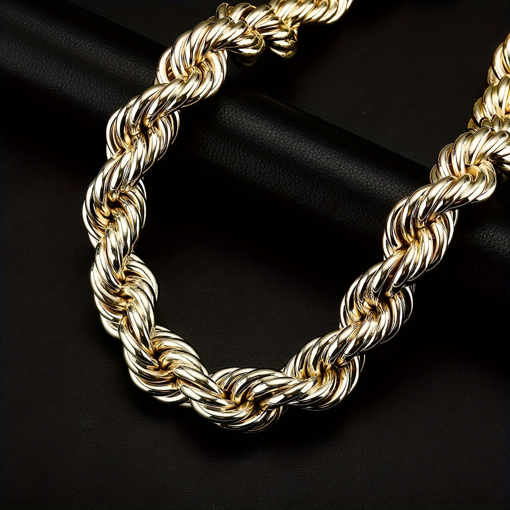 1pc Luxurious Stainless Steel Golden Chain Necklace - Durable, Hypoallergenic, Fashionable Jewelry for Men and Women - Perfect Party Gift, Ideal for Everyday Wear