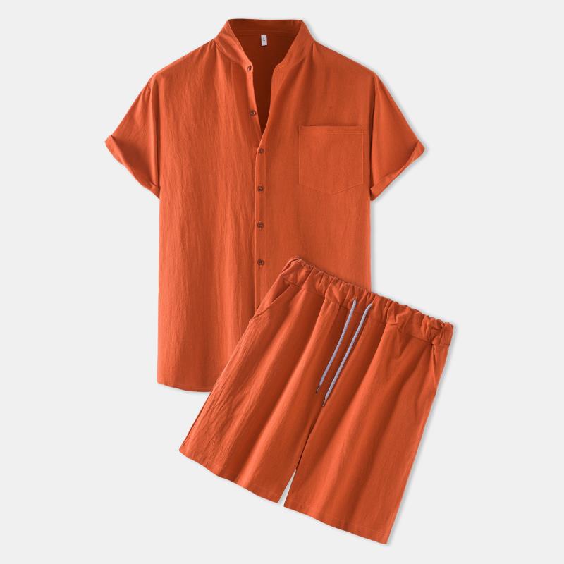 Men's Cotton-Linen Casual Loose-Fit Short-Sleeve Set 