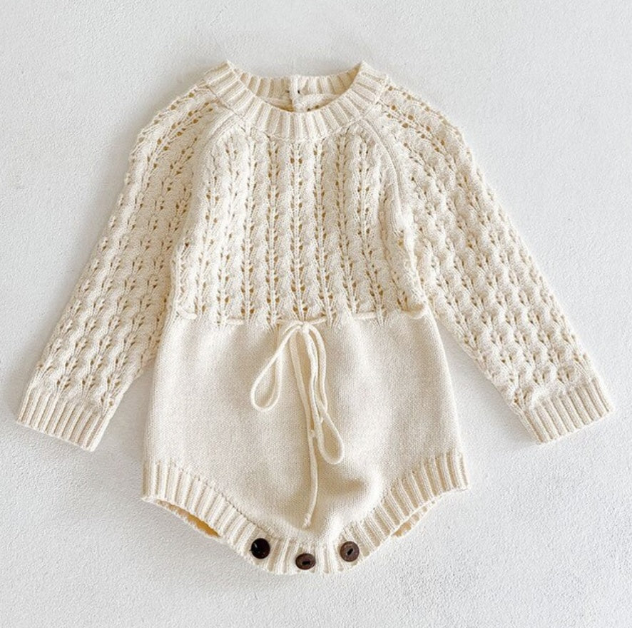 Girl Baby Knitted Hollow Waist Girdle Long Sleeves Harpy Dress Triangle 