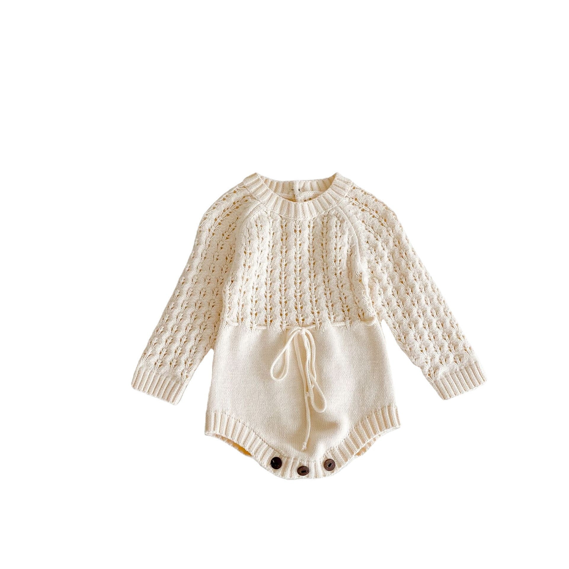Girl Baby Knitted Hollow Waist Girdle Long Sleeves Harpy Dress Triangle 