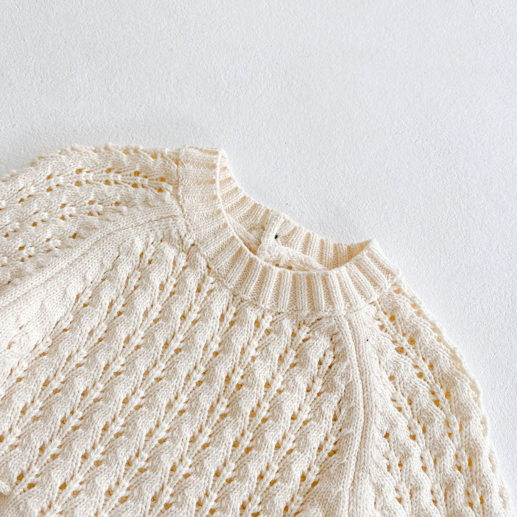 Girl Baby Knitted Hollow Waist Girdle Long Sleeves Harpy Dress Triangle 