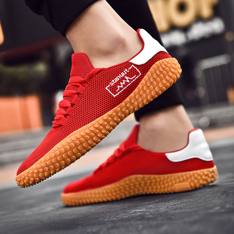 Spring and Summer Flying Woven Casual Shoes Large Men's Shoes Beathable Korean Forrest Gump Sneakers 
