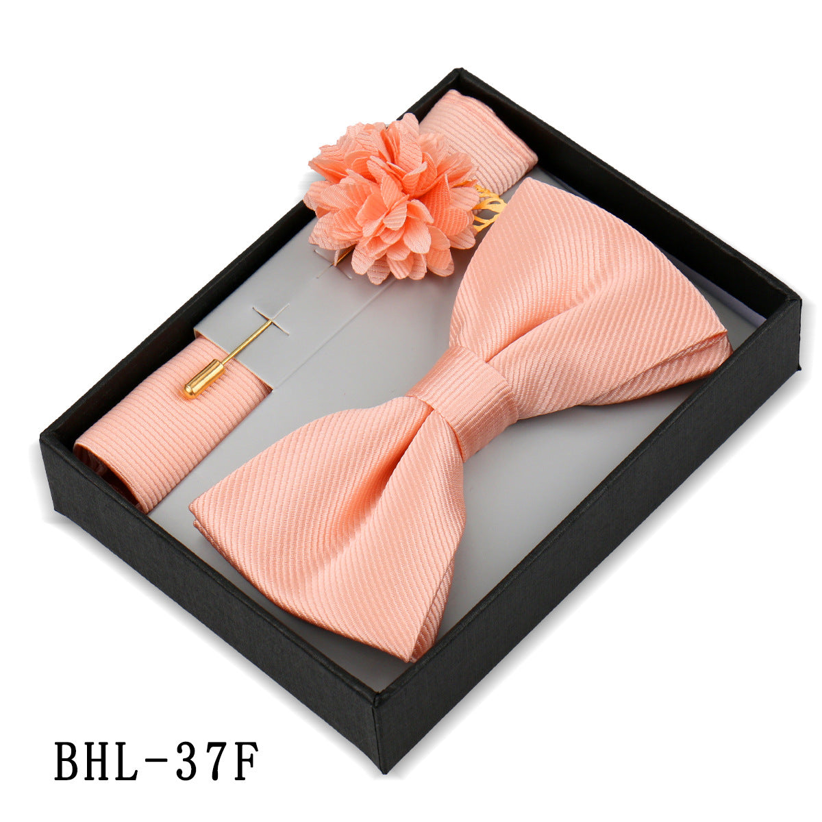Mens Bow Tie, Pocket Square, And Brooch Gift Set 
