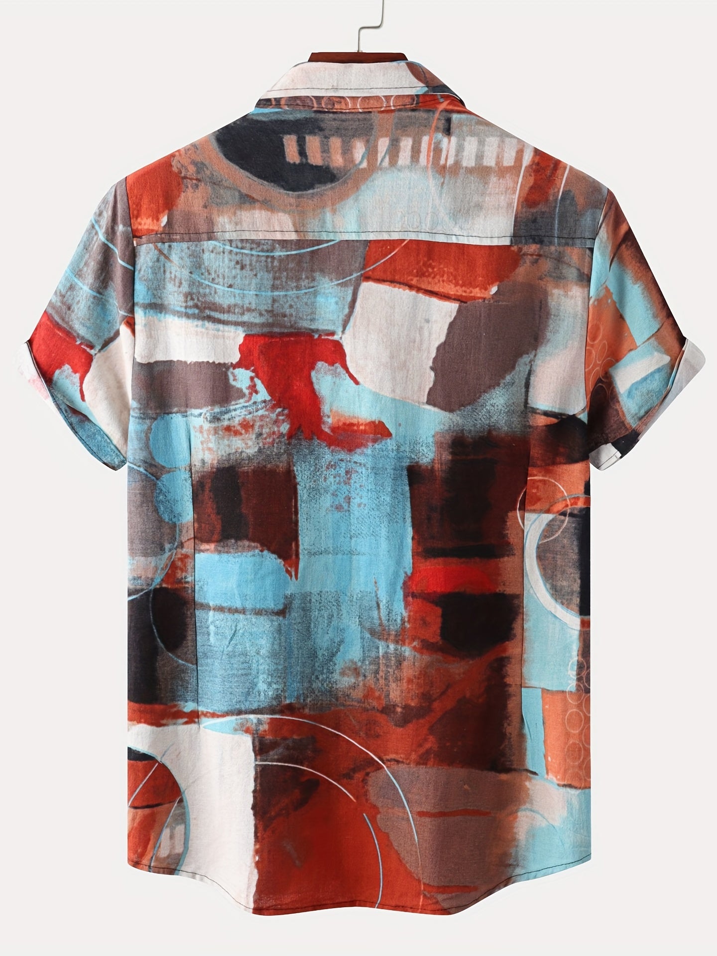 Men's Casual Flax Tie Dye Style Short Sleeve Shirt, Male Hawaiian Shirt For Summer Beach Vacation 