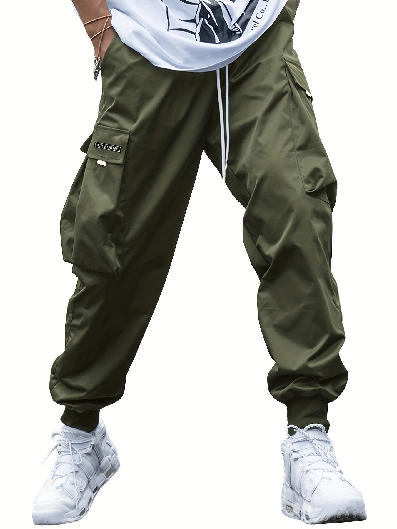 Multi-pocket Cargo Pants Men's Casual Hip-Hop Drawstring Trousers Outdoor Streetwear Sports Pant 
