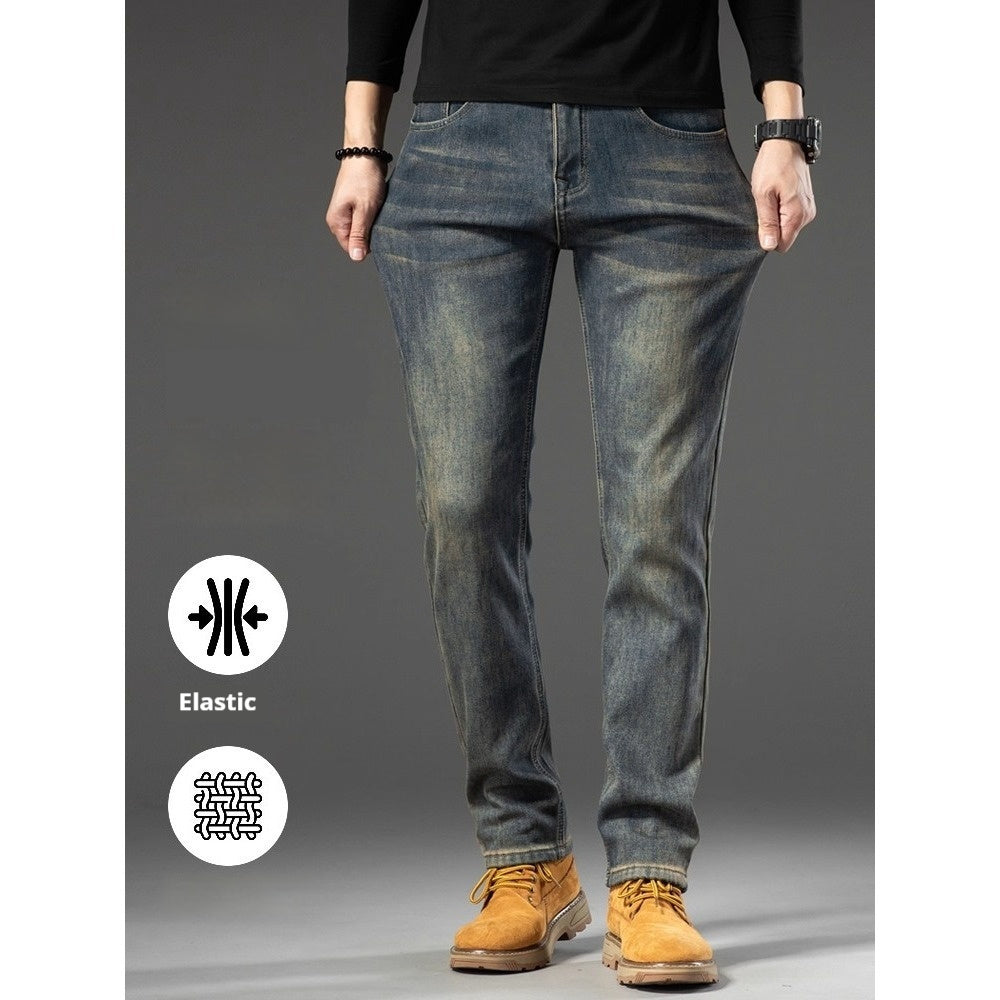 Men's Retro Slim-Fit Straight-Cut Casual Pants 