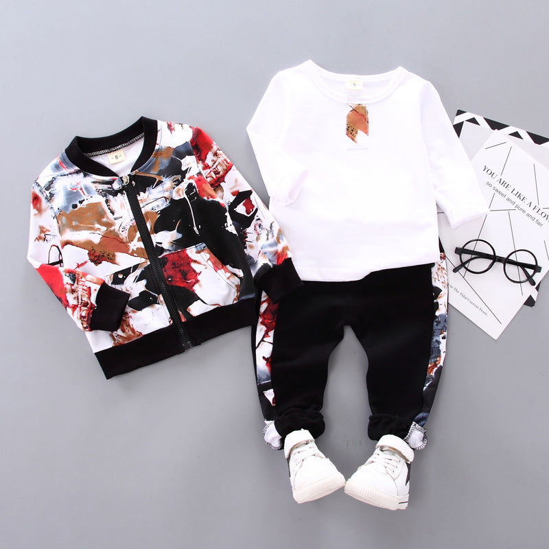 Boys Handsome Autumn And Winter Clothes Three-Piece Kid Clothes 