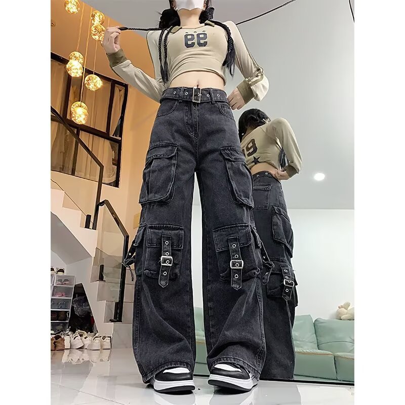 Womens Straight-leg Wide-leg Casual Pants 