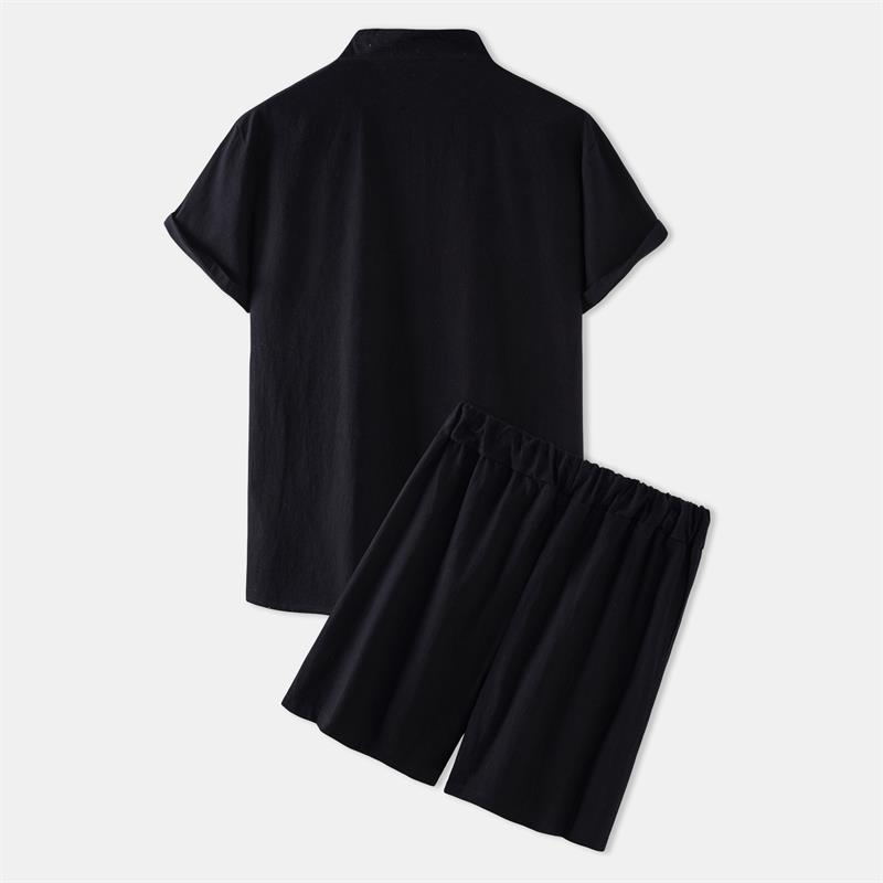 Men's Cotton-Linen Casual Loose-Fit Short-Sleeve Set 