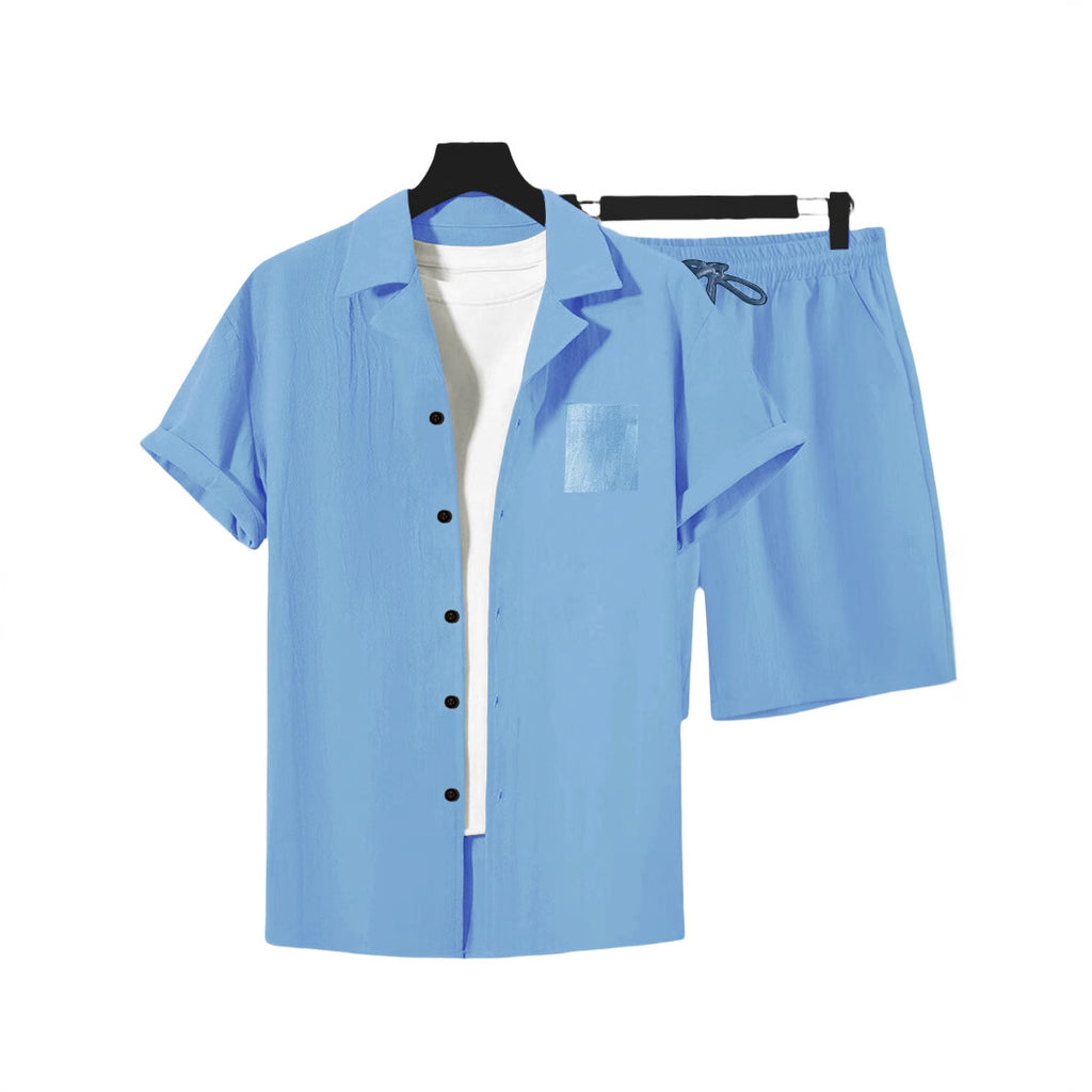 Men's Casual Linen Loose-Fit Button-Up Shirt With Lapel Collar 