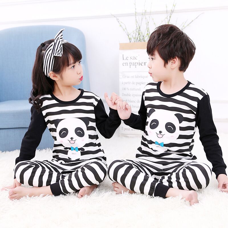 Children's Long Johns Top & Bottom Set Suit Pure Cotton Spring And Autumn Cotton Jersey Base Girls And Boys 
