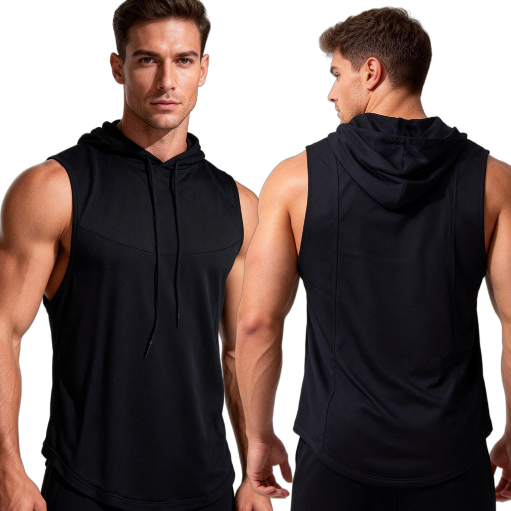 Men's High-Elastic Breathable Fitness Vest With Hood 