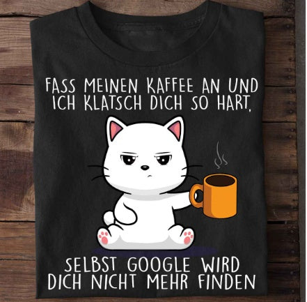 The Cat Drinking Coffee Print Short-sleeved Team Jersey European And American Fabrics 