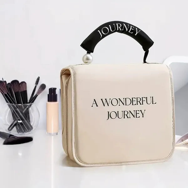 Women'S Pearl Portable Cosmetic Bag, Business Travel Hook Cosmetic Bag, Cosmetic Bag Large Capacity, Toilet Bag With Hook, Suitable For Toiletries, Cosmetics, Brushes And Other Items 