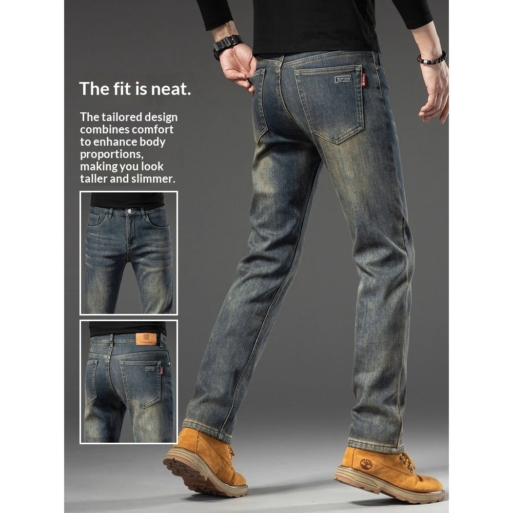 Men's Retro Slim-Fit Straight-Cut Casual Pants 