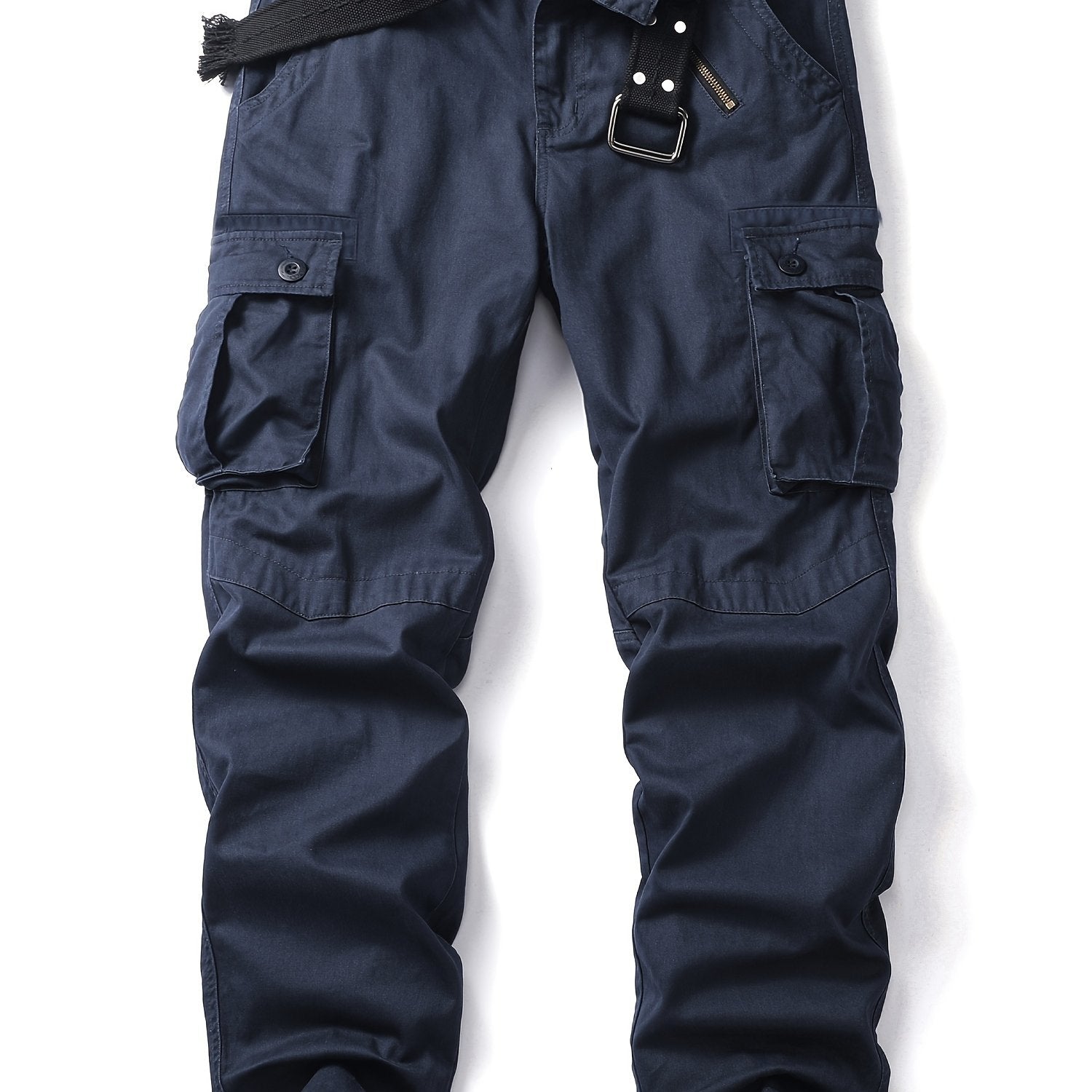 Relaxed Fit Mens Cotton Cargo Pants - Multiple Pockets, Non-Stretch Fabric, Machine Washable, Solid Color, Casual Style for All Seasons, Outdoor Hiking and Everyday Wear