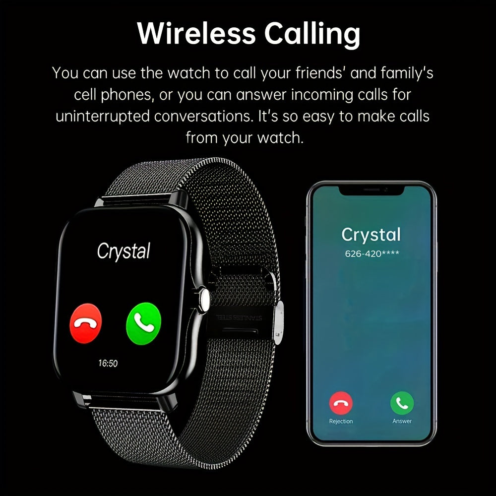 1.83" Borderless Smart Watch - Wireless Calling/Receiving, Multiple Sports Modes, Sedentary Reminder, Weather Forecast, Message Notification, Slim Design for Android & iPhones, Perfect Gift for Men & Women