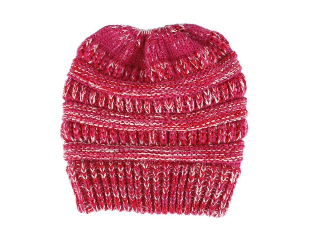 Mixed Color Knitted Wool Hat Ladies Non-labeled Ponytail Hat 