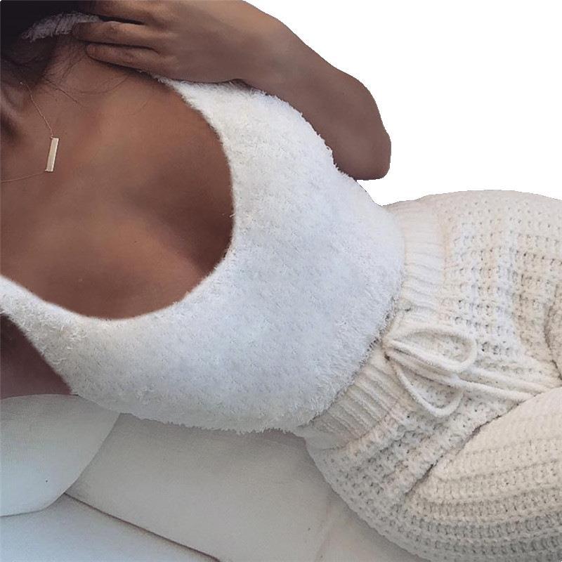 3pcs Womens Clothing Long Sleeve Crop Tank Top And Drawstring Shorts Pajama Set 