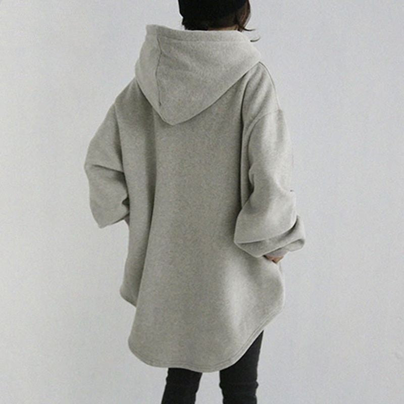 Casual Long Sleeve Pocket Hooded Drawstring Loose Sweatshirt 
