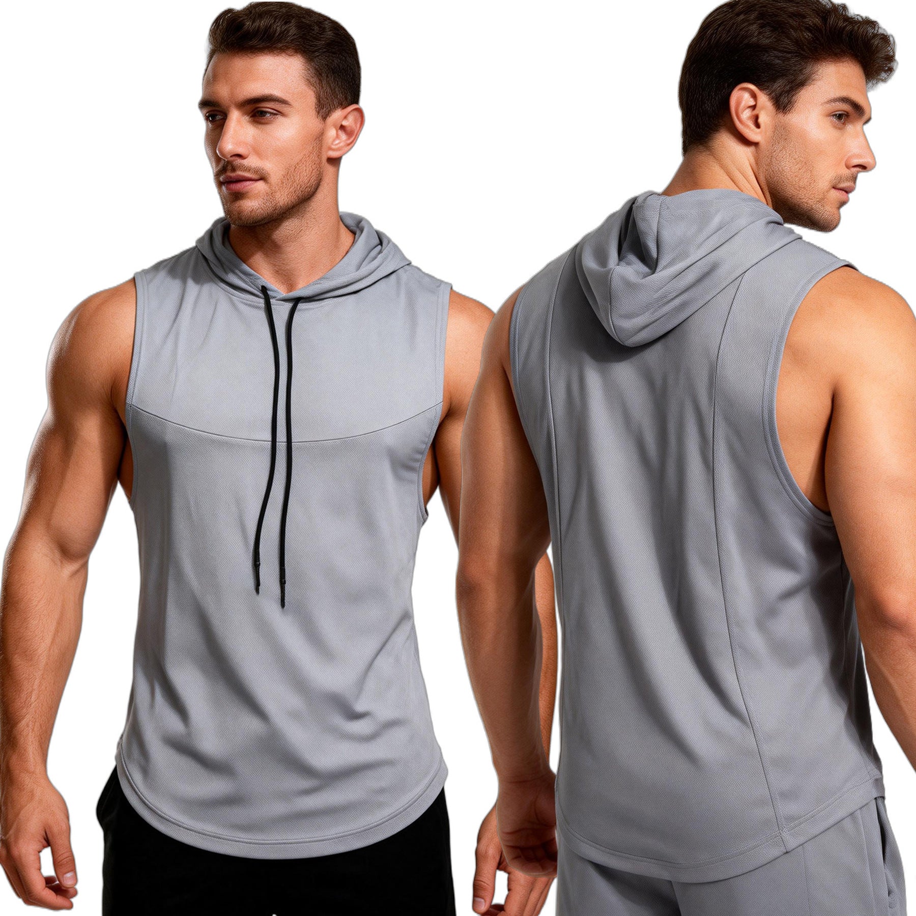 Men's High-Elastic Breathable Fitness Vest With Hood 