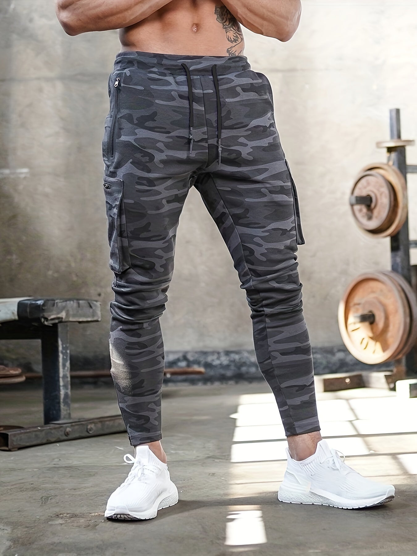 Mens Multi-Pocket Drawstring Jogger Pants - Lightweight & Breathable for Casual Running, Jogging - Perfect for Spring & Fall